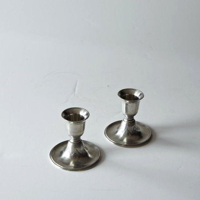 Short Pewter Candlestick, Pair