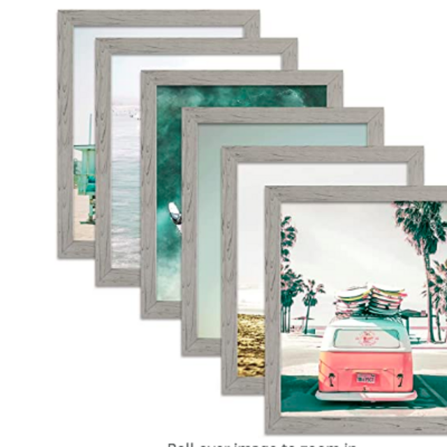8X10 Picture Frames Set of 6, Ocean Seascape Photo Frames Classic Display Pictures High Definition Plexiglass Collage Photo Frame for Table Top,Wall Display GREY