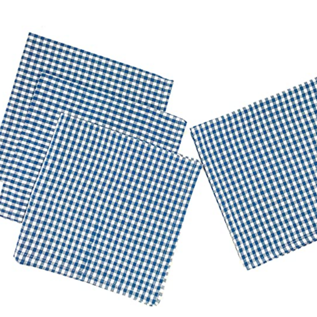 INDIA OVERSEAS Gingham Napkins and Placemats (Blue Napkins)