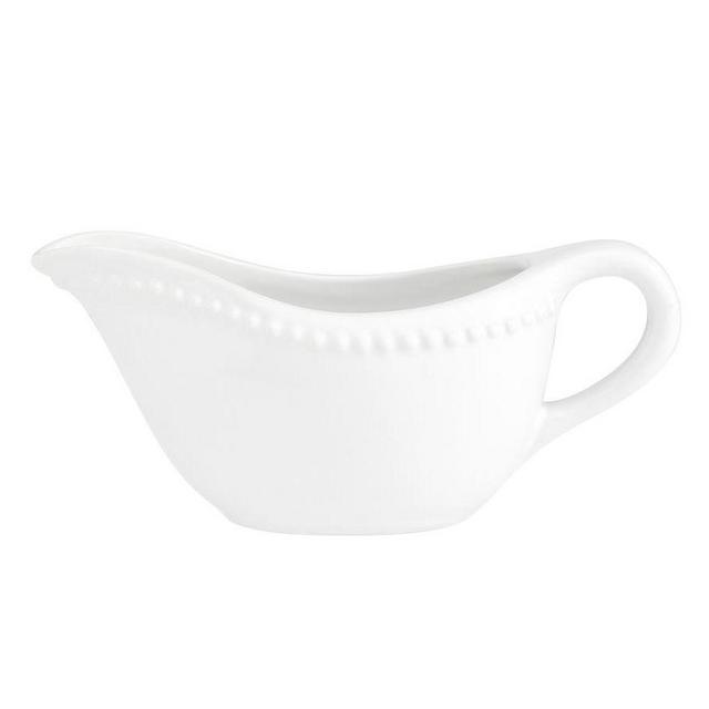 Emma Beaded Stoneware Gravy Boat - True White