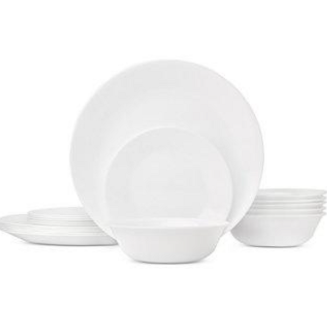 Corelle Livingware Piece Dinnerware Set, Winter Frost White , Service for 8 (24-Piece Set)