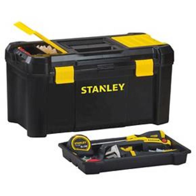STANLEY® Essential 19" Tool Box with Plastic Latches - Black with Yellow - STST19331