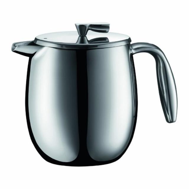 Bodum Columbia 11055-16 4-Cup Double Wall French Press Coffee Maker, 0.5 litre, 17-Ounce, Stainless Steel