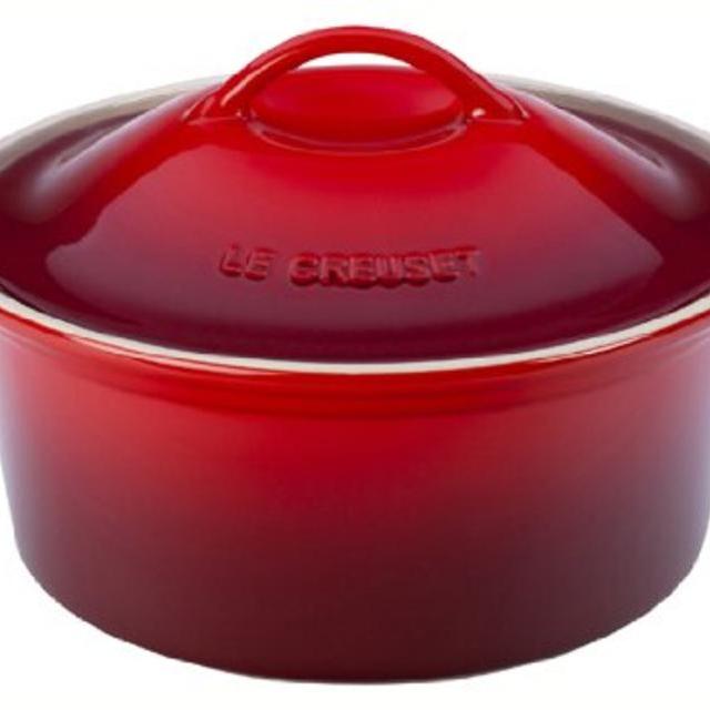 Le Creuset Stoneware Heritage Covered Round Casserole, 3-Quart, Cerise (Cherry Red)