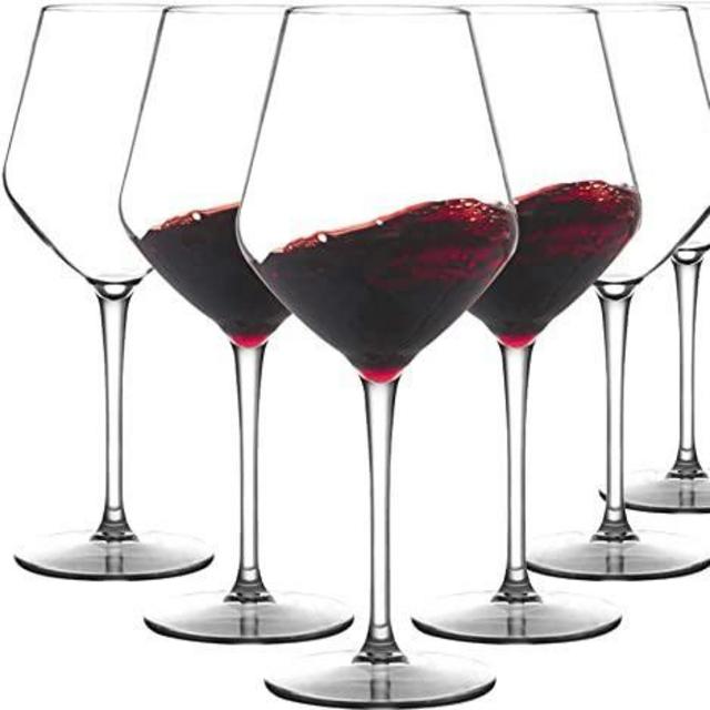 MICHLEY Unbreakable Stemmed Wine Glass, 15 oz, Set of 6. 100% Tritan Plastic Dishwasher safe.