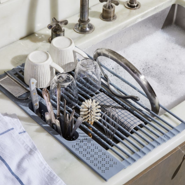 Five Two Over-the-Sink Dish Drying Rack Slate Blue