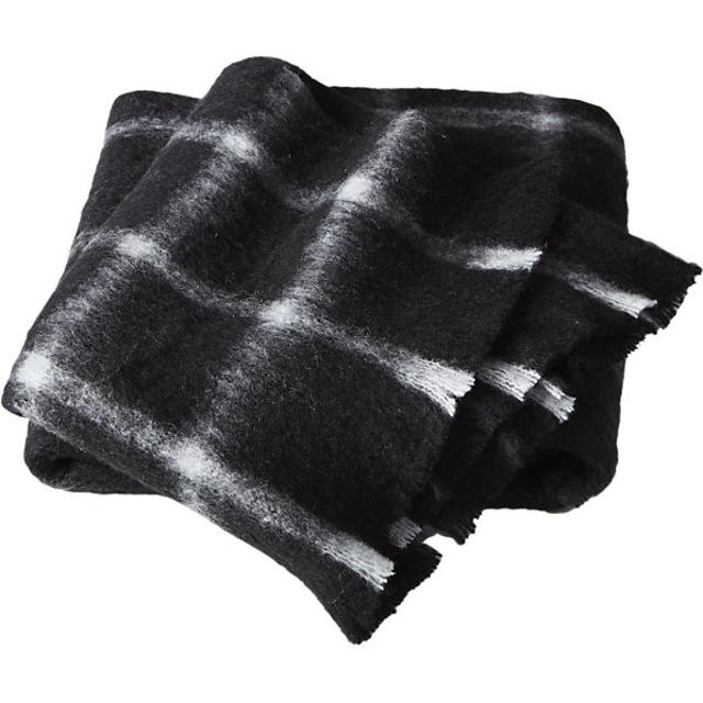 alpaca black and white plaid throw