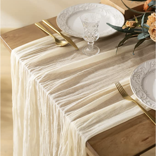 Cheesecloth Table Runner Ivory Cream White 35 x 120 Inches Gauze Tablecloth 10Ft Decorations