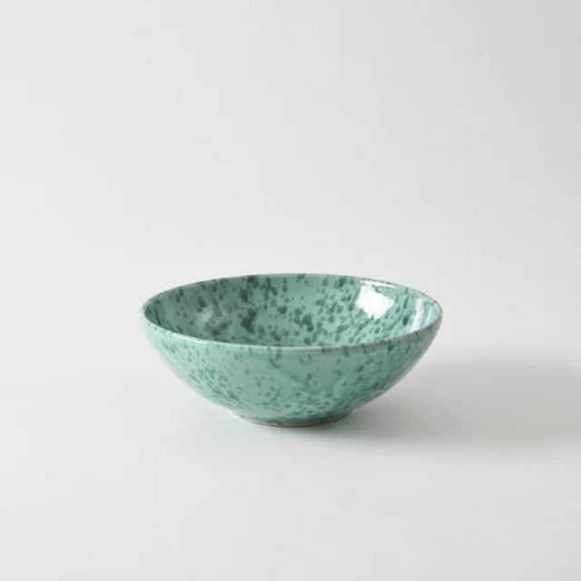 Green on Green Splatterware 13 Inch Serving Bowl