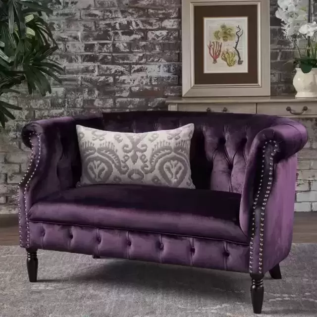 Charlotte Velvet Loveseat - Blackberry
