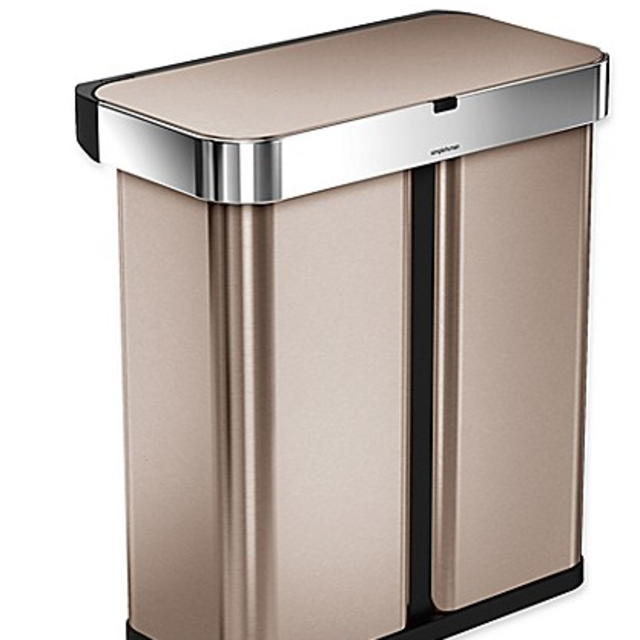 simplehuman® 58-Liter Dual Compartment Voice & Motion Sensor Trash Can in Rose Gold