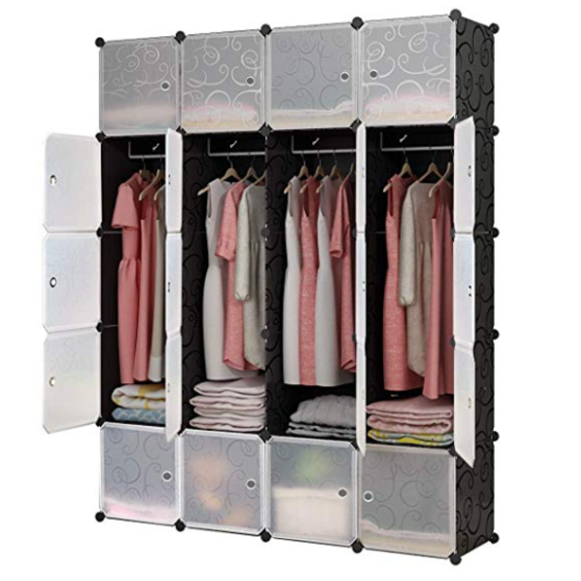 KOUSI Portable Closet, 10 Cubes+5 Hanging Sections