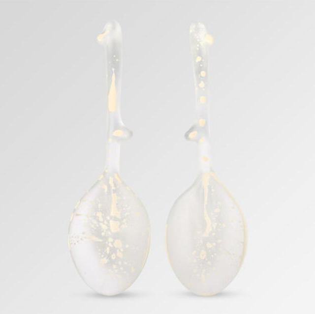 Resin Leaf Servers - Two-Tone Ivory Drip on Clear