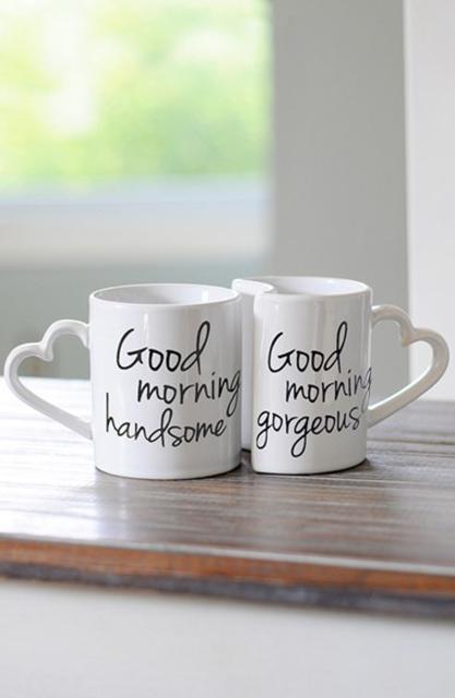 'Good Morning' Ceramic Coffee Mugs (Set of 2)
