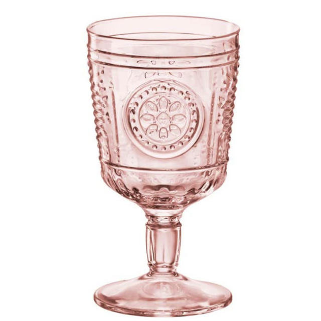 Bormioli Rocco Romantic Stemware Glass, Set of 4, 4 Count (Pack of 1), Cotton Candy