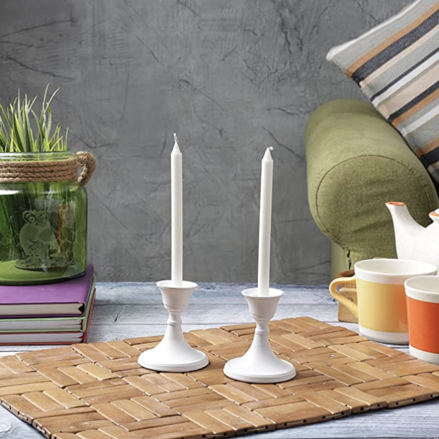 Rely+ Set of 2, White Candlestick Holders.Decorative Modern Candle Holders. White Candlestick Holders