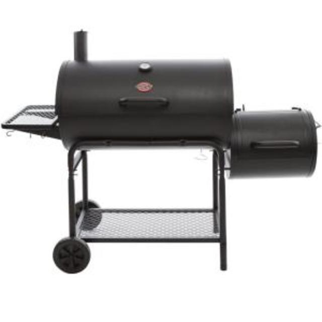 Smokin' Champ Charcoal Grill Horizontal Smoker in Black