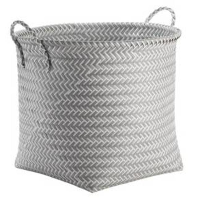 Product description page - Large Round Woven Plastic Storage Basket - White and Grey - Room Essentials™