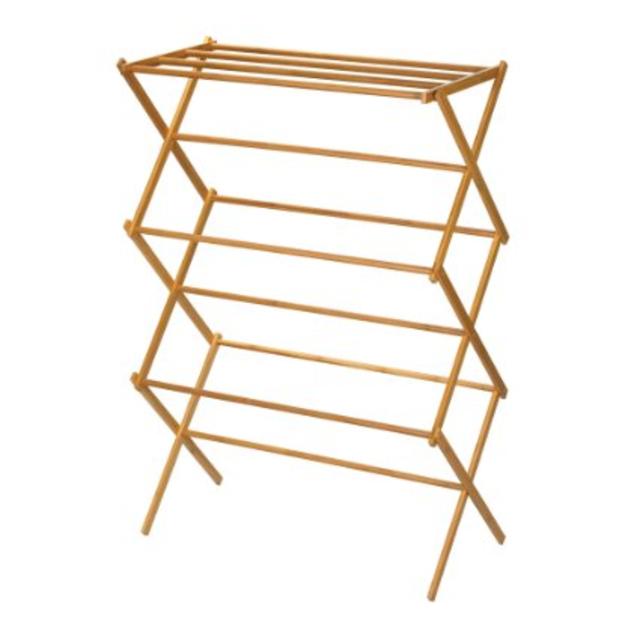 Household Essentials Folding Clothes Drying Rack, Bamboo