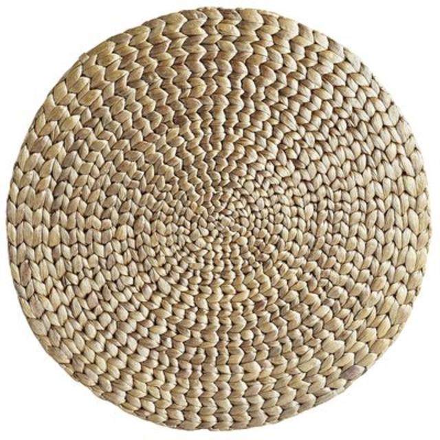Woven Water Hyacinth Round Metallic Placemat