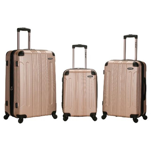 Rockland Sonic 3 Piece ABS Expandable Spinner Luggage Set - Champagne