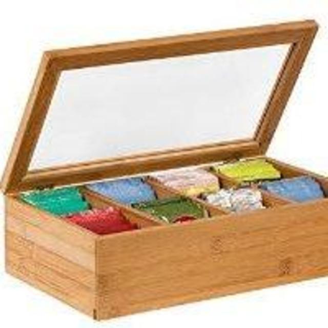 Saganizer Tea Box Tea Storage Bamboo Natural, Nice Tea Chest Tea Packaging Good for Tea Bag Holder