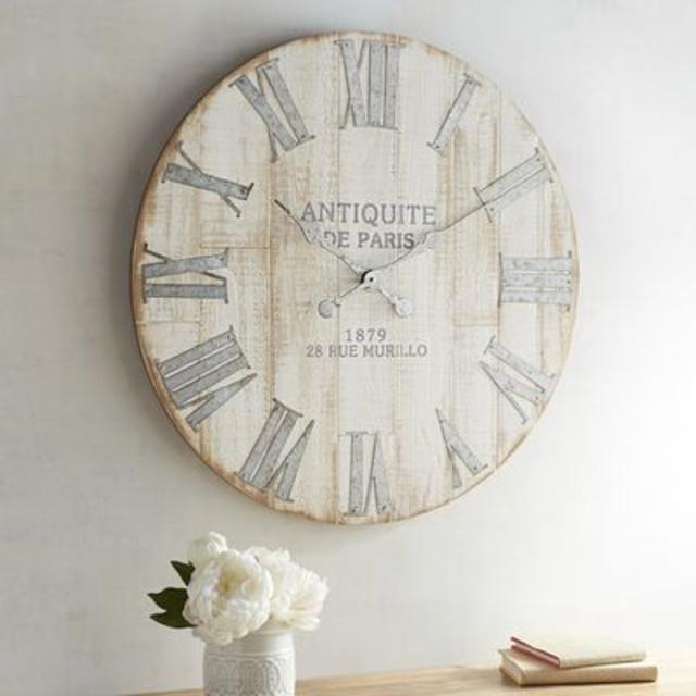 Whitewashed Wall Clock