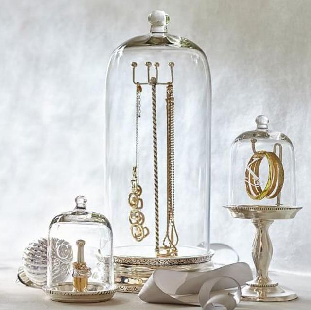 Glass Cloche Jewelry Storage - NECKLACE CLOCHE - SILVER