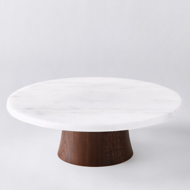 Marble & Walnut Rotating Cake Stand