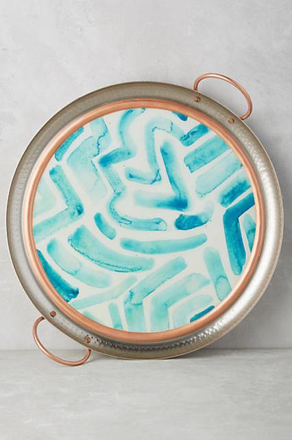 Morning Bouquet Tray (Small Round, Turquoise)