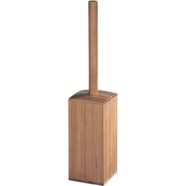 InterDesign Formbu Square Toilet Bowl Brush and Holder for Bathroom Storage, Natural Bamboo