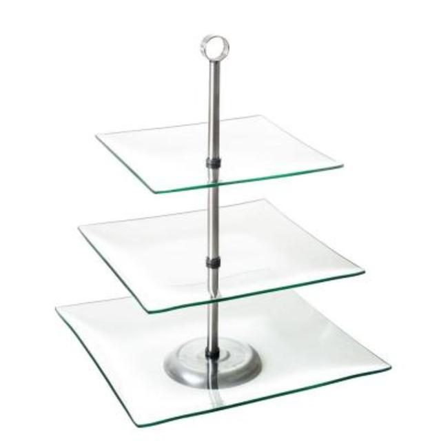3-Tier Square Glass Buffet and Dessert Stand