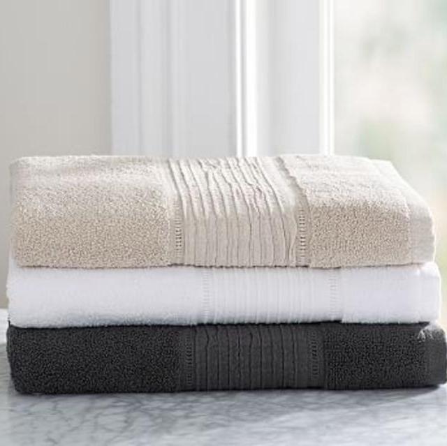 Linen Banded Towels - Bath Towels - Flax Color