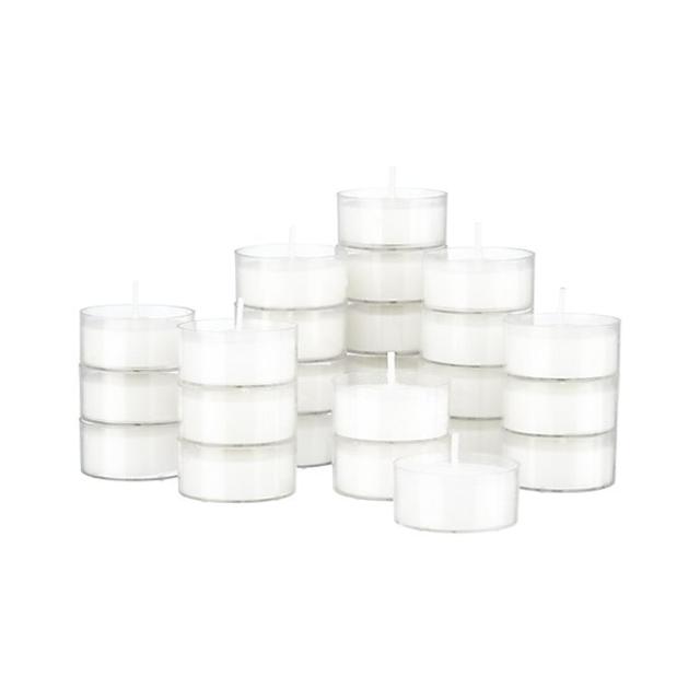 Set of 25 Clear-Cupped White Tea Lights