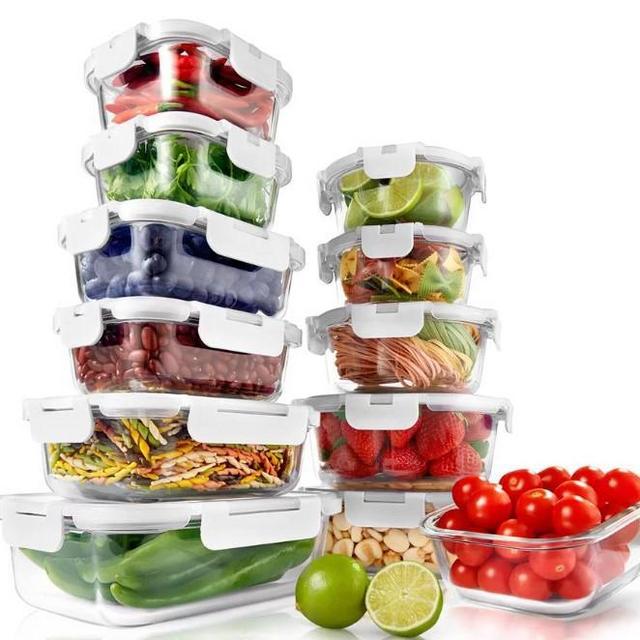 NutriChef White 24-Piece High Quality Glass Food Storage Containers