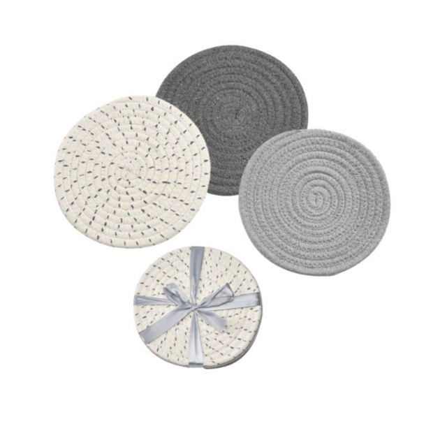 Seenda 100% Pure Cotton Weave Pot Holders Large Braided Woven Trivet Coaster, Hot Pads, Hot Mats, Spoon Rest for Kitchen Cooking and Baking 7inch Diameter