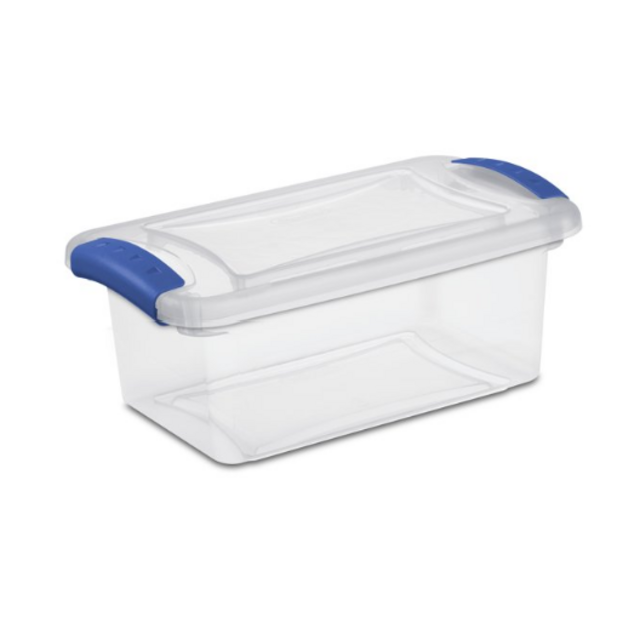 Sterilite 7 Quart Clear Plastic Latch Box, Stadium Blue, Adult