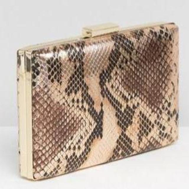 ASOS Metallic Snake Box Clutch Bag