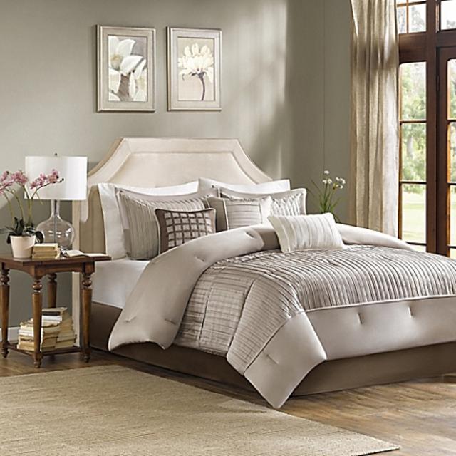 Madison Park Trinity Reversible 7-Piece King Comforter Set in Taupe