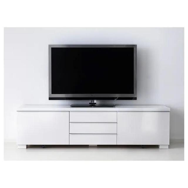 BESTÅ BURS TV stand unit, high gloss white, 70 7/8x16 1/8x19 1/4 "