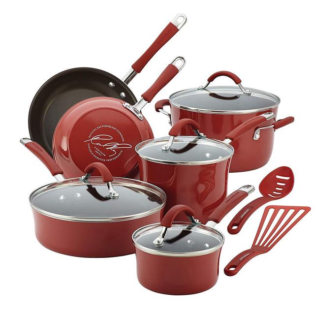 Rachael Ray 16339 Cucina Nonstick Cookware Pots and Pans Set, 12 Piece