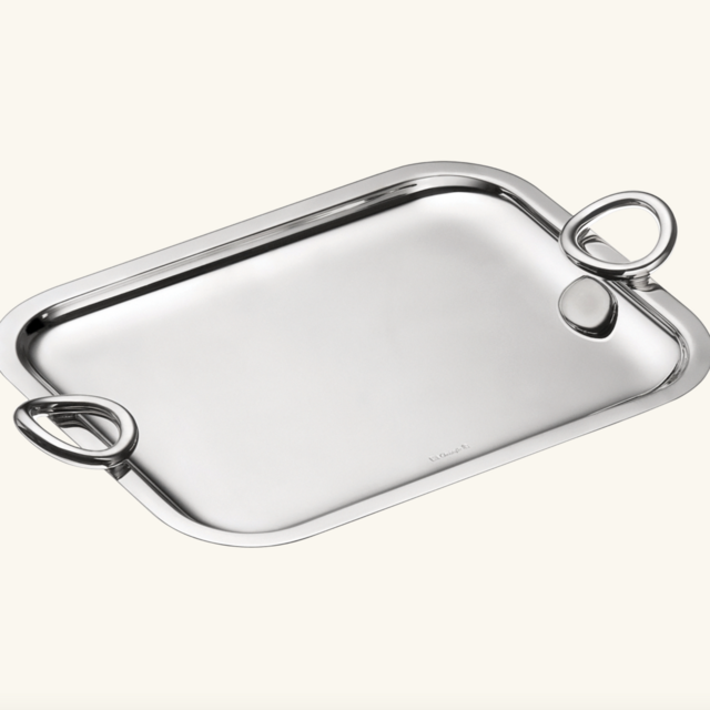 Christofle | VERTIGO | Silver Plated Rectangular Tray with Handles - 26 x 20 cm
