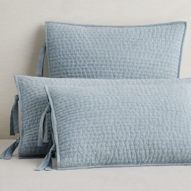 Pick-Stitch Handcrafted Cotton/Linen Quilted Sham