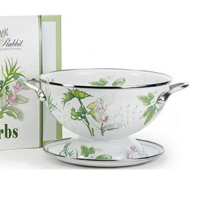 Golden RabbitEnamelware Herbs Colander Giftbox Set