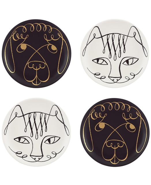 kate spade new york Woodland Park Set of 4 Cat and Dog Coasters
