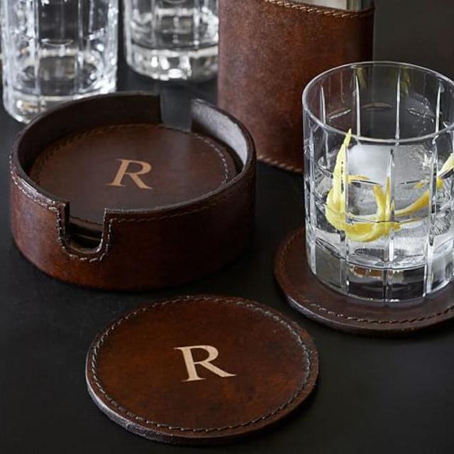 Saddle Leather Drink Coaster, Set of 6