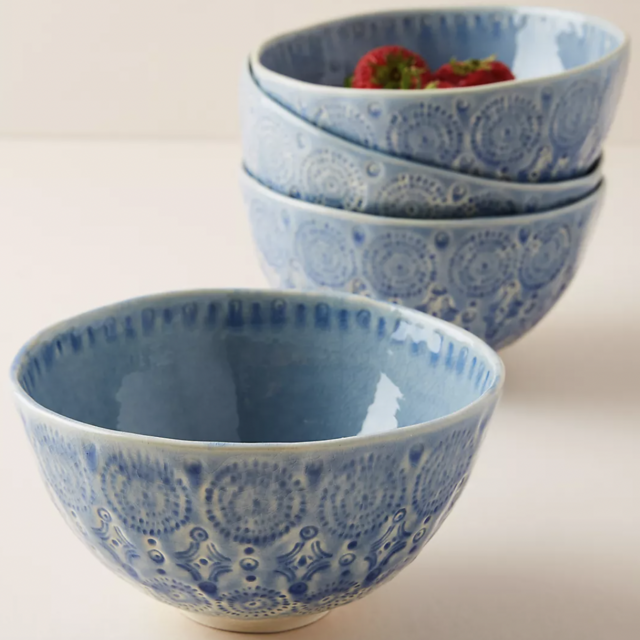 Old Havana Cereal Bowls, Blue, Set of 4 by Anthropologie