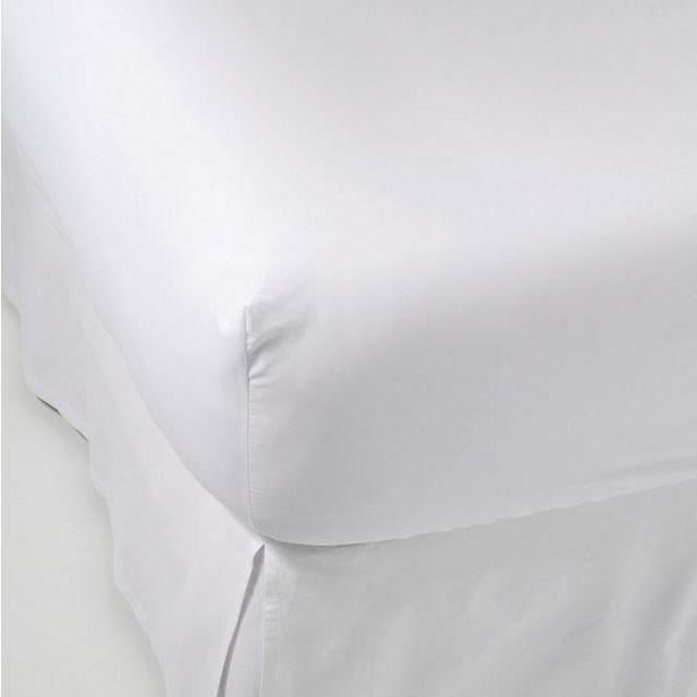 WHITE 280-Thread-Count Pima Cotton Percale Sheet, Fitted