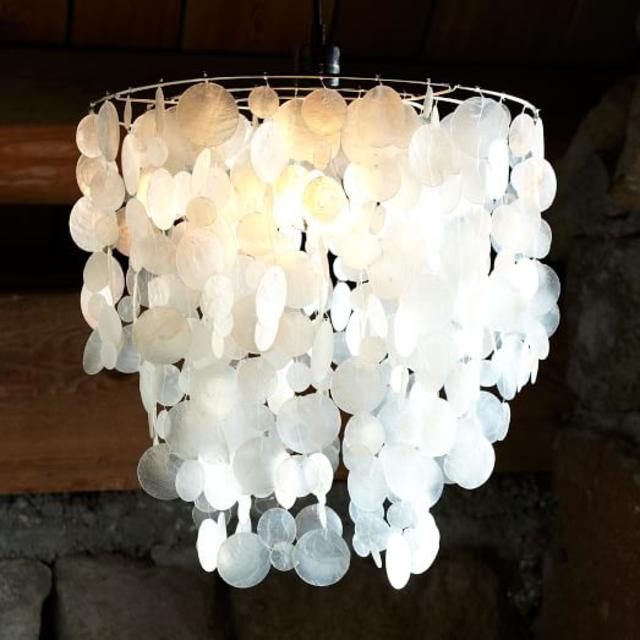 Capiz Round Pendant - White