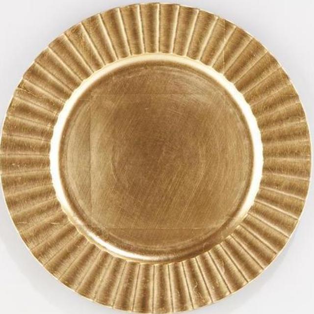 Gold Fluted Chargers, Set of 4